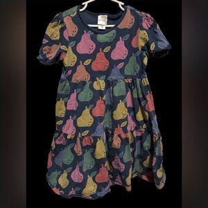 Hanna Andersson Navy Blue pear pattern Dress size 120cm 6-7